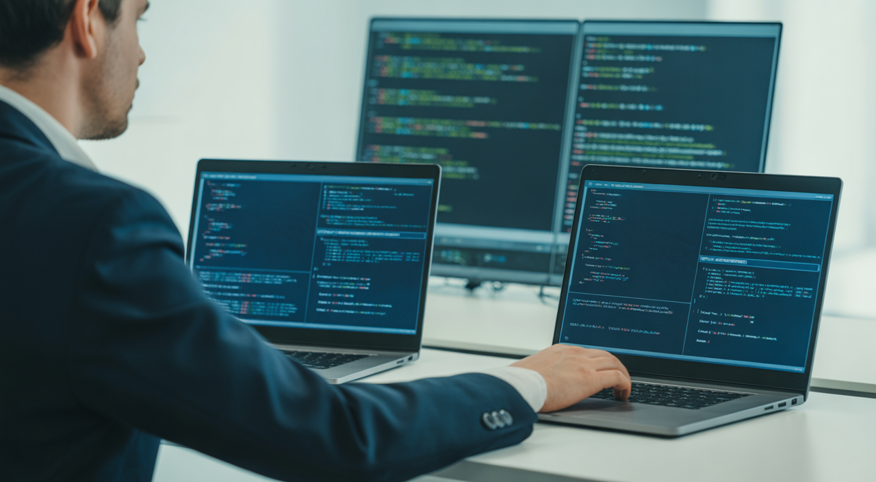 Cybersecurity consultant reviewing data protection measures for a Canadian business