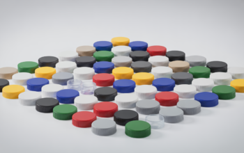 High-quality hero image of assorted plastic bottle caps representing plastic bottle cap manufacturing industry in Delhi, India